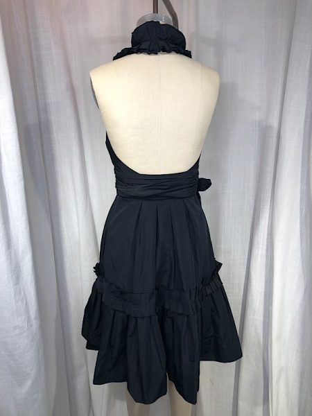 la boudoir miami vintage inspired 1950s black taffeta BCBG pleated halter dress (1)