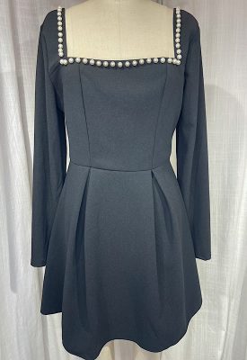 la boudoir miami vintage 90s black dress with pearl trim (1)